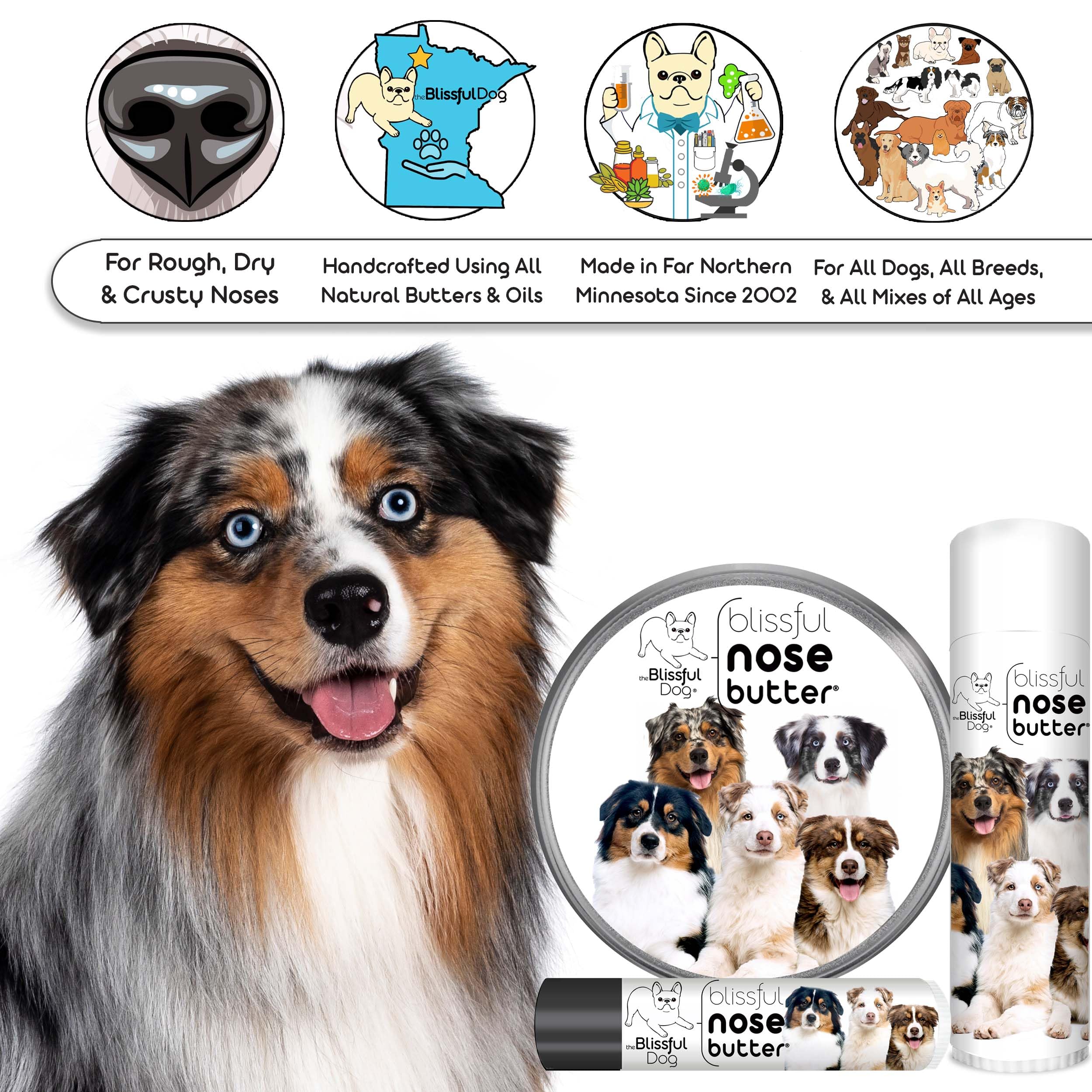 The Blissful Dog Australian Shepherd Unscented Nose Butter, 16oz